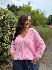 Pink Chunky Knit Cardi Gail