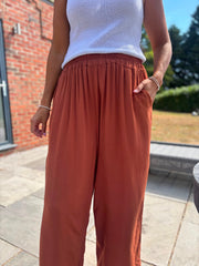 Rust Wide Leg Pull On Trousers Cara