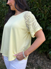 Lemon Net Sleeve Applique Tee Gemma