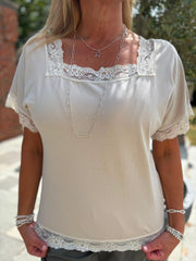Stone Lace Trim Tee Carla