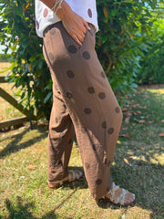 Chocolate Polka Dot Trousers Michaela