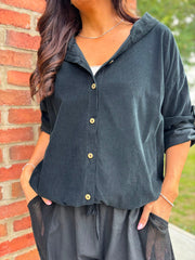 Black Soft Cord Hooded Jacket Trina
