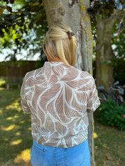 Mocha Abstract Leaf Blouse Hailey