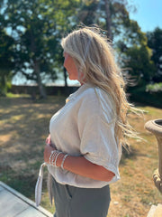 Stone Tie Front Blouse Brielle