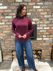 Wine Button Detail Roll Neck Eliza