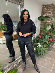 Black Embellished Shoulder Knit Maddie