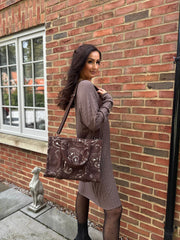 Chocolate Fluffy Paisley Pattern Tote