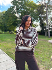 Chocolate & Cream Striped Hoodie Ella