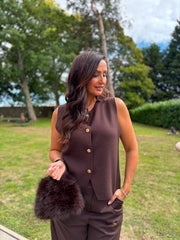 Chocolate Buttoned Knit Waistcoat Kerry