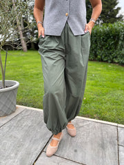 Khaki Pull on Cuffed Trousers Raven