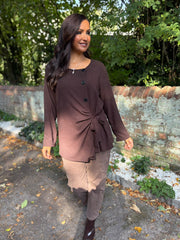 Chocolate Buttoned Tie Top Kacey