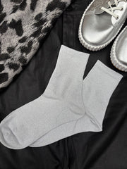 Silver Glitter Ankle Socks