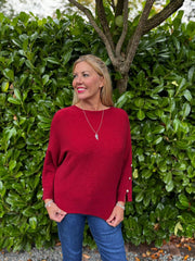 Wine Sleeve Detail Knit Top Julia