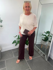Chocolate Polka Dot Wide Leg Jeans