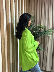 Lime Crepe Crossover Blouse Tiffany