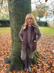 Chocolate Faux Fur Trim Gilet Orla