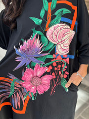 Black Diamante Colourful Floral Tee Scarlett