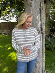 Mocha Striped Knit Cardi Loretta