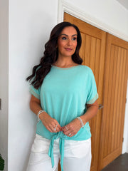 Aqua Shimmer Trim Tie Top Perry