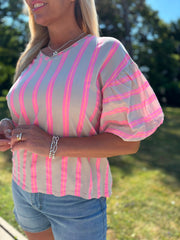 Stone Puff Sleeve Striped Top Erin