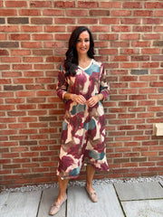 Wine Watercolour Shimmer Dress Freya