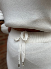 Winter White Drawstring Knitted Trousers Ophelia