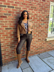 Camel Double-Breasted Short Coat