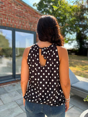 Black Polka Dot Halter Neck Top Jessie