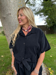 Black Soft Cord Tie Detail Shirt Morgan