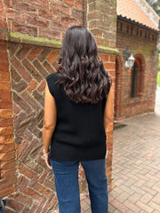 Black V-Neck Knitted Vest Evelyn