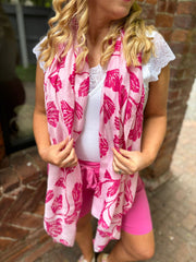 Lipstick Gold Detail Sketch Flower Scarf