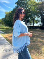 Blue Lace Hem Tee Beryl