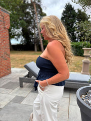 Navy Handkerchief Tube Top Tina