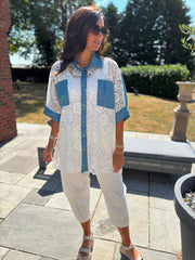 Denim Detail Lace Shirt Dina