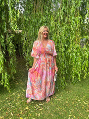 Orange Marble Shimmer Kaftan Dress Eliana