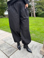 Black Pull on Cuffed Trousers Raven
