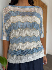Blue Chevron Stripe Knit Olive