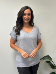 Grey Sequin Top Jasmine