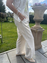 Gold Luxury Shimmer Wide Leg Trousers