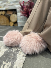 Pink Fluffy Mule Slippers