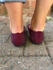 Wine Diamante Chain Loafer