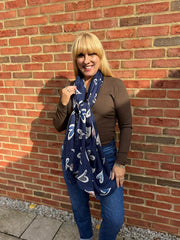 Navy Graphic Heart Scarf