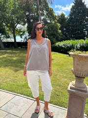 Mocha Floral Mesh Bubble Cotton Top Robin