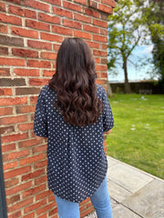 Navy Polka Dot Top Everly