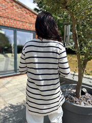 Navy Striped Longline Cardi Haven