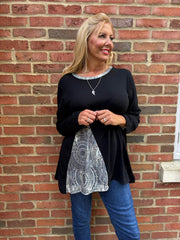 Black Mandala Knit Top Danielle