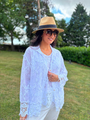 White Floral Lace Hem Vest Dina