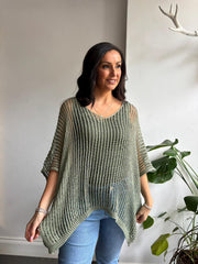 Khaki Open Weave Knit Peyton