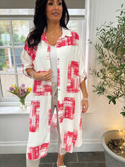 Red Floral Aztec Shirt Dress Gemma