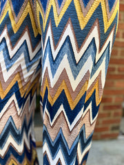 Navy Zig Zag Wide Leg Trousers